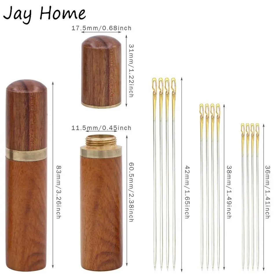 Wooden Needle Case, 30 Pcs Side Hole Blind Sewing Needles, Stainless Steel Elderly Self Threading Needles, Household DIY Beading Threading Needle, Sewing Embroidery Needle Accessories Wooden Needle Case, 30 Pcs Side Hole Blind Sewing Needles, Stainless Steel Elderly Self Threading Needles, Household DIY Beading Threading Needle, Sewing Embroidery Needle Accessories